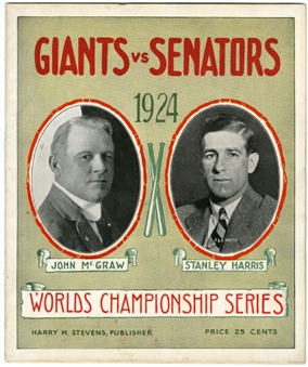 1924 Giants vs Senators World Series Program 